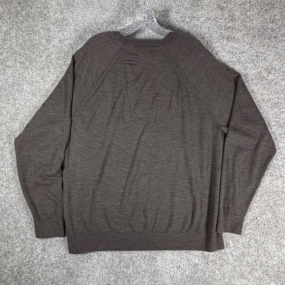 Banana Republic Mens XXL 100% Merino Wool Crew‎ Neck Raglan Sleeve Sweater Brown